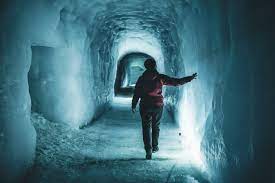 Inside Langjokull Ice Cave in Borgarfjordur
