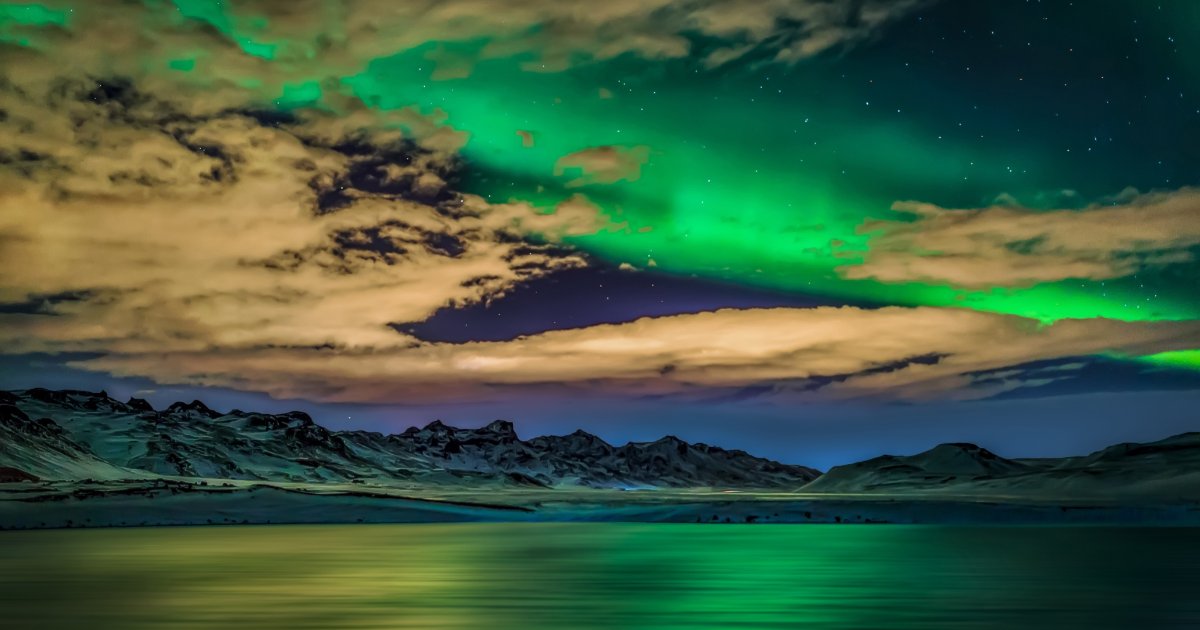 Icelandic Mountains and Northern Lights