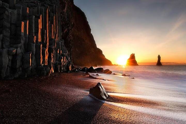 Sunrise at Reynisfjara Black Sand Beach