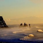 Reynisdrangar pictured during Winter Sunrise