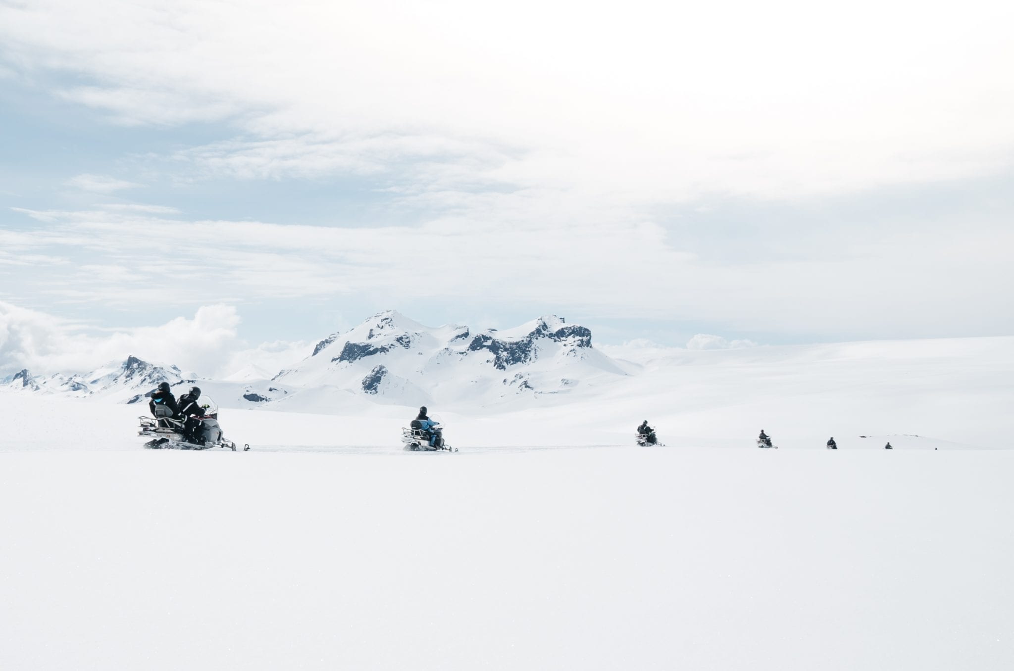 Snowmobiling on a Highland Glacier in Iceland