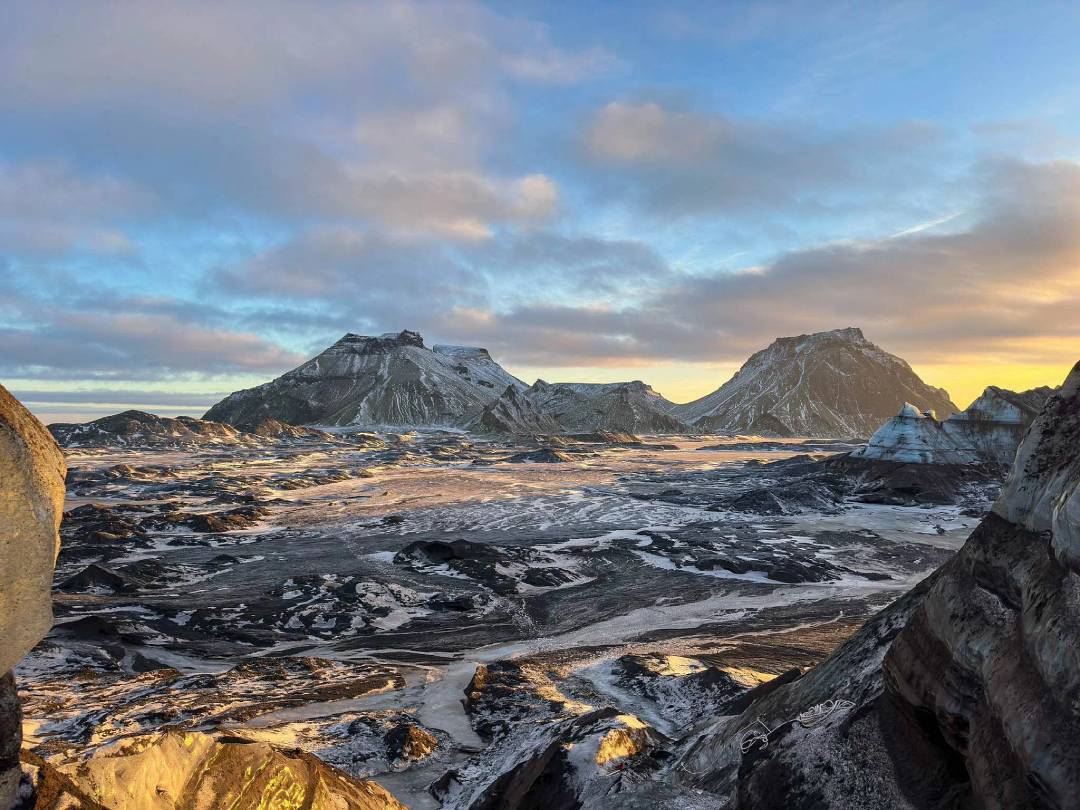 View looking out from Gravel Travel Katla Ice Cave