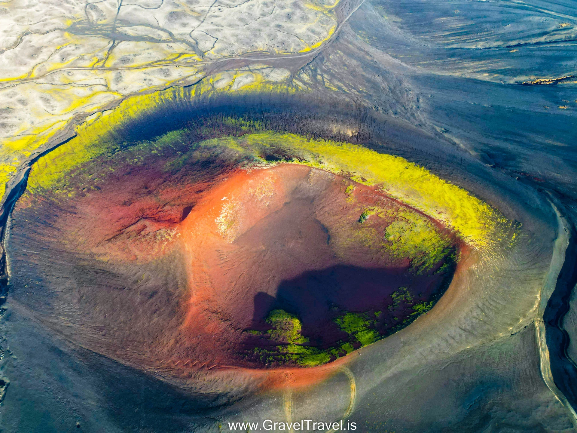 Drone shot from Volcano Crater, Laki