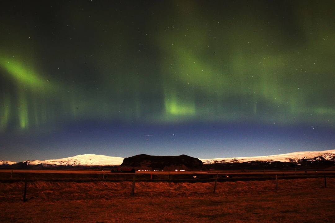 Northern Lights outside of Reykjavik Iceland