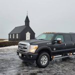 Little Black Icelandic Church and Gravel Travel Truck