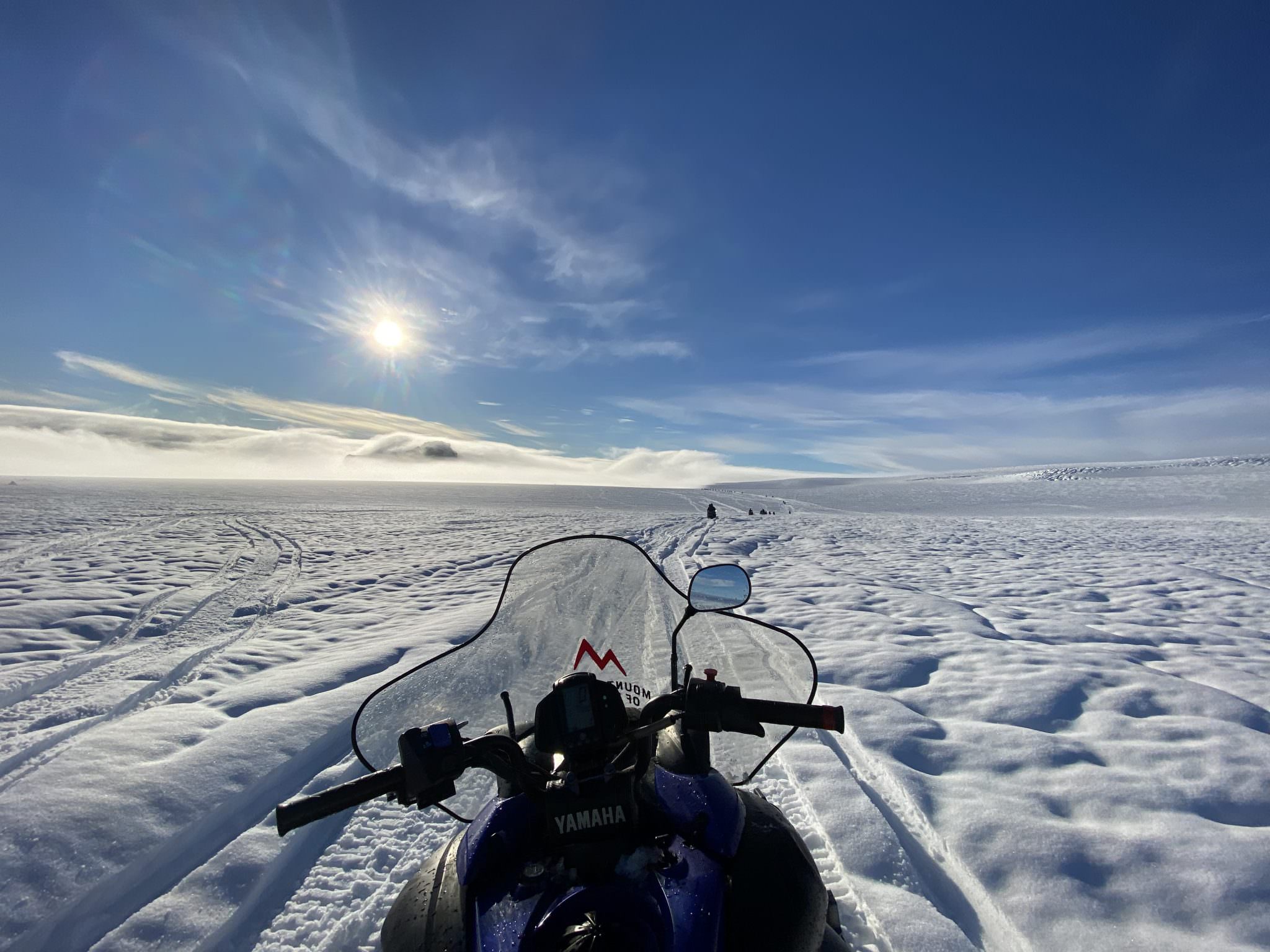 View on a snowmobile in Icelandic Highlands